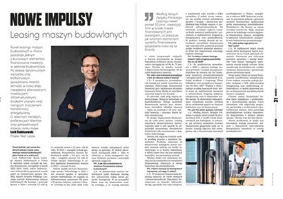 Artykuł „Nowe impulsy – leasing maszyn budowlanych” z wywiadem z przedstawicielem Nest Lease